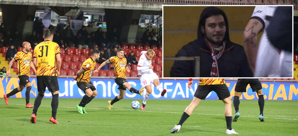 Due giorni di ferie per vedere il Südtirol a Benevento, premiato dai giocatori l'unico tifoso altoatesino in curva